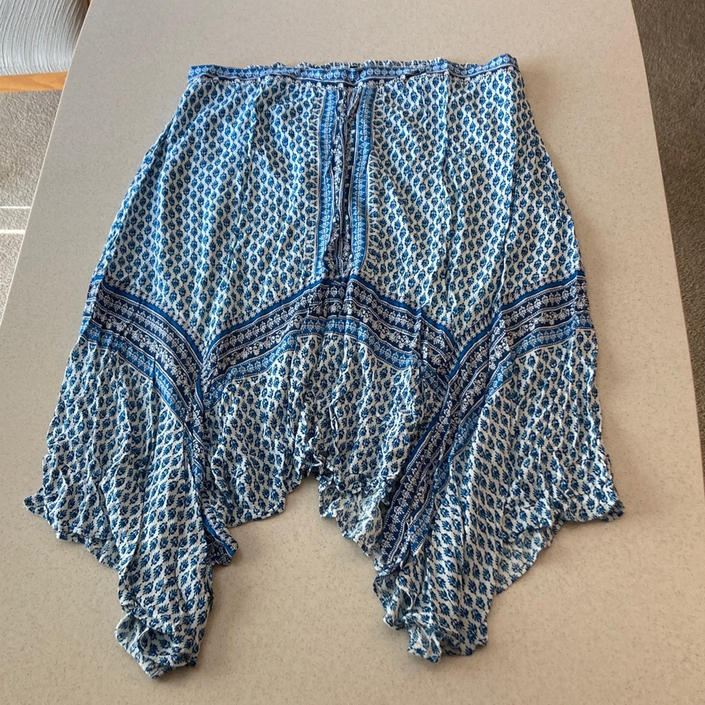 New Directions Curvy Asymmetrical Skirt Blue White Pattern Women Size 3X
